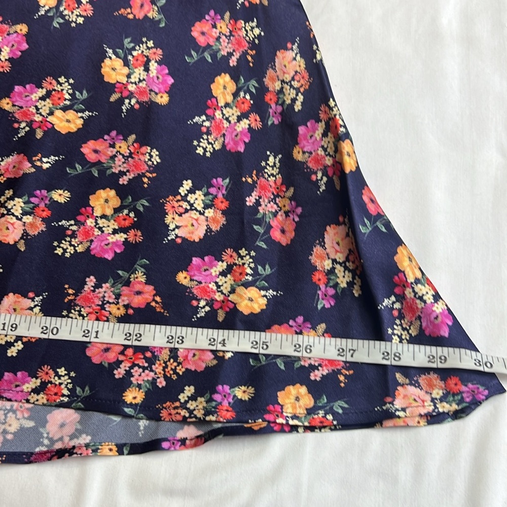 Floral Slip Chemise - Black with Pink Rose Print - Picture 5 of 10